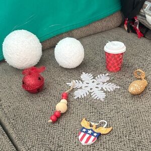 Festive Holiday Ornament Set - Red, White, Gold